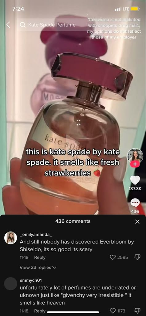 Perfumes That Smell Like Strawberry, Strawberry Milk Perfume, Kate Spade Perfume, Strawberry Perfume, Sweet Perfume, Fragrances Perfume Woman, Perfume Collection Fragrance, Shower Skin Care, Body Smells