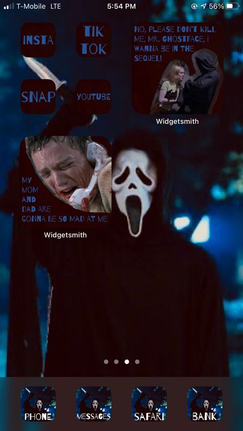 Scream Phone Theme, Aesthetic Horror, Horror Wallpaper, Horror Comic, Scream 3, Phone Things, Ghostface Scream, Widget Ideas, Glitch Wallpaper