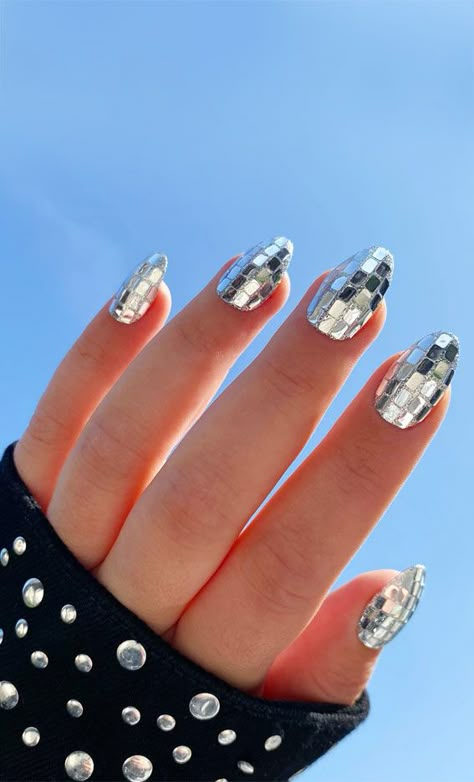 disco ball nails, disco textured nails, retro nails, retro nail designs, Retro nail designs simple, 1950s nail designs, mismatched retro nails, Retro nail designs short, 70s nail designs, Retro nail designs acrylic, retro nail colors Desert Disco Nails, Disco Nail Designs, Disco Inspired Nails, Disco Ball Nails Designs, 70s Disco Nails, Mirror Ball Nails, Disco Ball Nail Art, Disco Nails 70s, Mirrorball Nails