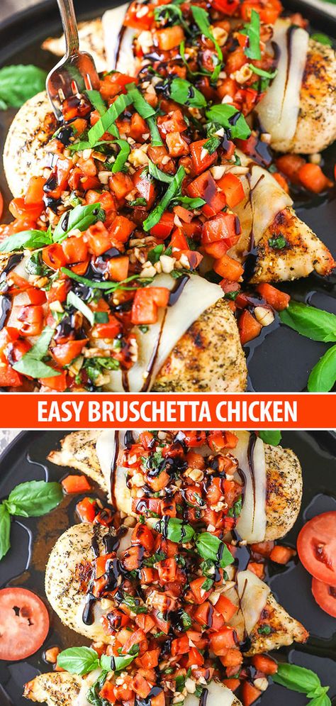 Making Healthy Food, Chicken Bruschetta Recipe, Food Healthy Recipes, Easy Bruschetta, Food Cookies, Bruschetta Chicken, Bruschetta Recipe, Recipes Casserole, Dinner Easy