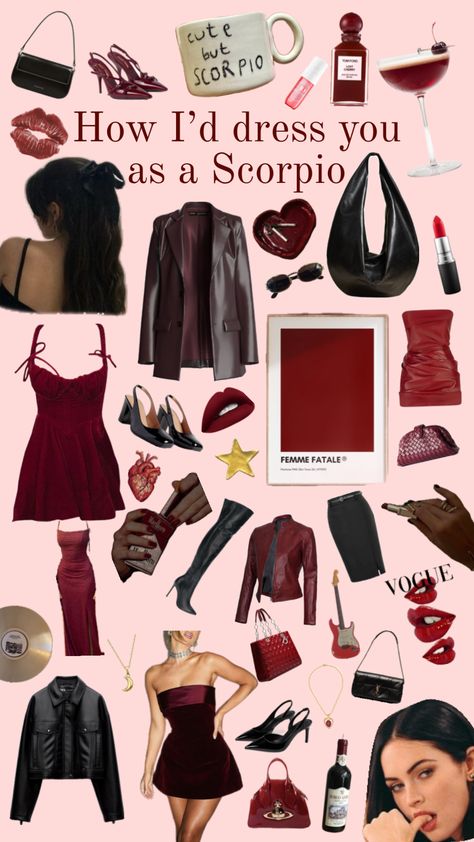 #scorpio #outfits #aesthetic Libra Rising Scorpio Venus Style, Outfits For Scorpios, Rising Scorpio Aesthetic, Scorpio Venus Style Casual, Dress Like A Scorpio, Scorpio Moon Aesthetic Outfit, Scorpio Venus Style Summer, Scorpio Fashion Outfits, Lilith In Scorpio Outfits