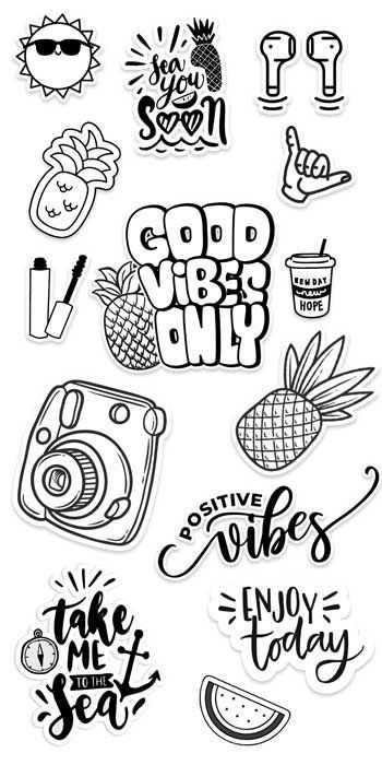 Blue Stickers, Printable Sticker Sheets, Preppy Stickers, Black And White Stickers, Vintage Stickers, Cute Laptop Stickers, Iphone Case Stickers, Tumblr Stickers, Bullet Journal Diy