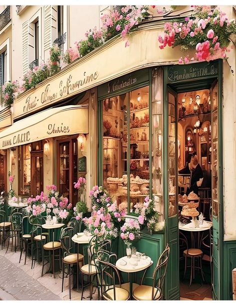 Beautiful Cafe, Journey Art, Bohemian Interior Design, Parisian Cafe, Bakery Design, Paris Cafe, Garden Cafe, Bohemian Interior, Bakery Shop