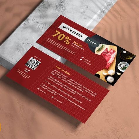 Red Restaurant Discount Voucher Template Corporate Identity Voucher Design Template, Discount Voucher Design, Food Vouchers, Red Restaurant, Restaurant Vouchers, Discount Vouchers, Gift Voucher Design, Voucher Design, Buffet Restaurant