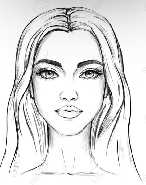 Fashion Face Drawing, Face Template Drawing, Quick Fashion Sketch, Fashion Illustration Face, Illustration Face, Face Outline, Female Face Drawing, Face Template, Fashion Figure Drawing