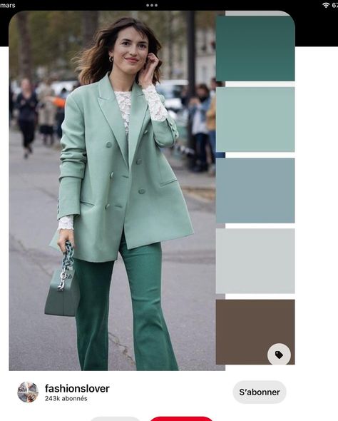 #friperie #cashemire #vintageclothing #secondhandfashion #vinagecashemire Mint Green Outfits, Mint Green Skirts, Mint Outfit, Second Hand Fashion, Color Combos Outfit, Color Combinations For Clothes, Business Casual Outfits For Work, Blazer Outfit, Classy Work Outfits