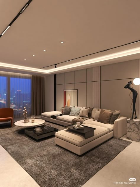 Modern Cozy Apartment Interior Design, Livingrooms Design Aesthetic, Dnevni Boravak Ideje, Living Room Modern Lighting, Leaving Room Design, Large Open Living Room, Fancy Apartment, Fancy Living Rooms, Luxury Apartments Interior