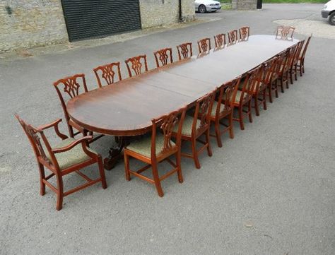 Very impressive Regency manner pedestal boardroom or dining table with rosewood banded D end top with finishing apron and standing on beautifully formed scroll lyre bases. Will seat 20 very comfortabl 20 Seat Dining Table, 20 Person Dining Table, Large Dining Tables, Dining Room Table Ideas, Dining Table Large, Room Table Ideas, Big Dining Table, Large Dining Room Table, Wood Dining Room Table