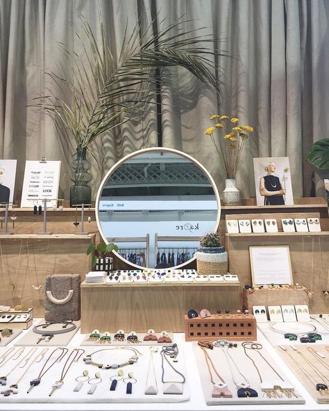 We're at @pulselondonshow until Tuesday! 🌿 If you're interested in stocking Wolf & Moon or know someone who might, come down and see us! 👋 Jewelry Vendor Display, Jewelry Display Booth, Jewelry Table Display, Market Stall Display, Market Display Ideas, Jewelry Table, Jewelry Shop Display, Jewelry Store Displays, Jewelry Booth