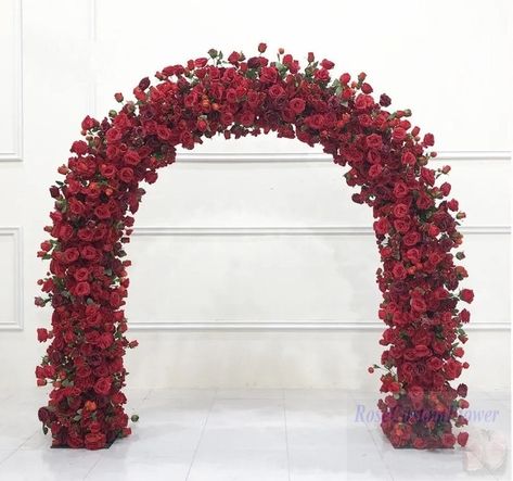 Burgundy Wedding Arch, Floral Combinations, Haitian Wedding, Flower Wedding Table, Whimsical Backdrop, Red Carpet Theme, Wedding Gate, Artificial Flower Wall, Wedding Archway