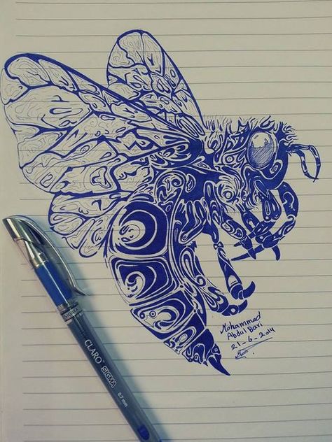 Wasp.. Tattoo Butterfly, 8bit Art, Butterfly Effect, Insect Art, Bee Art, Arte Sketchbook, A Pen, Book Art Drawings, Sketchbook Art Inspiration