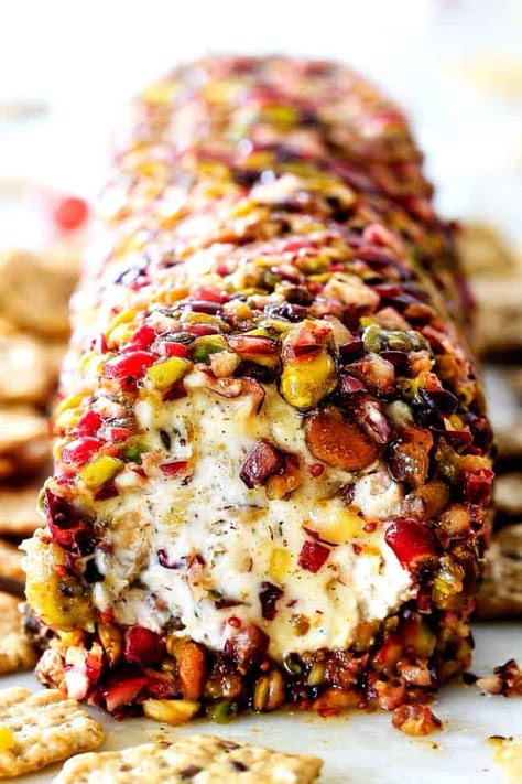 Easy Cranberry Pistachio Cheese Log - Carlsbad Cravings Cranberry Pistachio Cheese Log, Thanksgiving Cranberry, Impressive Appetizers, Cheese Log, Cranberry Pistachio, Carlsbad Cravings, Thanksgiving 2020, Cheese Ball Recipes, Thanksgiving Side