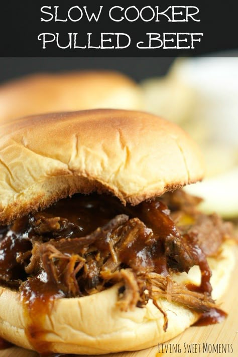 Pulled Beef Sauce Recipe, Texas Bbq Beef Sandwiches, Pulled Moose Recipe, Beef On A Bun For A Crowd, Roast Beef On A Bun, Moose Roast, Slow Cooker Pulled Beef, Slow Cooker Bbq Beef, Bbq Beef Sandwiches