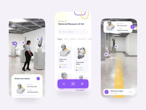 AR Museum App Design by Maulana Farhan 🐣 for Enver Studio on Dribbble Ui Ux Design Trends, Ux Design Trends, Website Design Trends, Ui Ux 디자인, Ui Design Trends, Art Apps, Game Interface, Ui Design Inspiration, Application Design