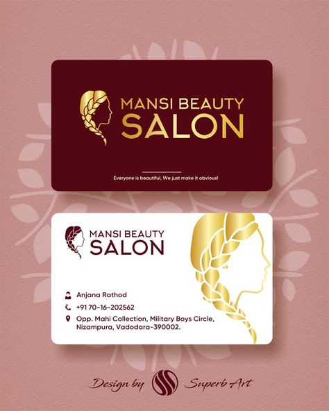 #Beauty_Salon #BusinessCard #Visiting_Card Beauty Parlour Business Card, Beauty Salon Card Design, Pakistani Bridal Hairstyles, Beauty Salon Business Cards, V Card, Hair Business Cards, Haldi Outfit, Vertical Business Cards, Premium Business Cards