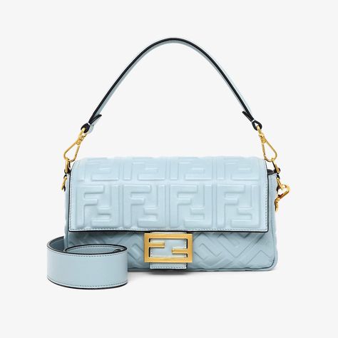 Baguette - Light blue nappa leather bag | Fendi Nappa Leather Bag, Baguette Bag, Nappa Leather, Luxury Bags, Blending, Leather Bag, Fendi, Light Blue, Bags For Women