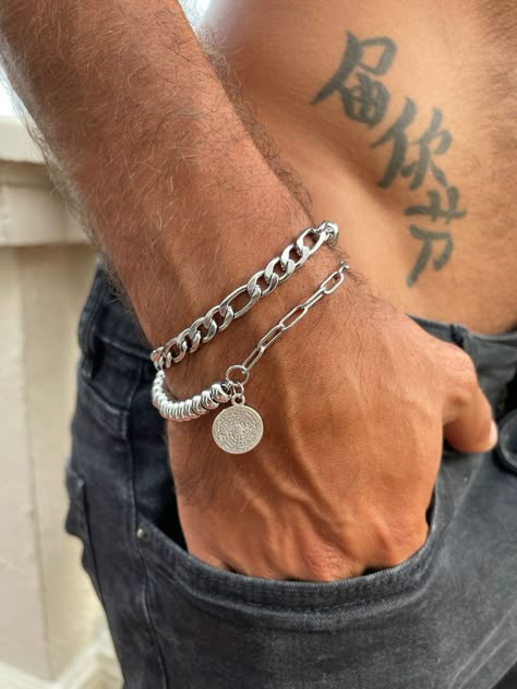 Handmade Jewelry For Men, Aztec Coin, New Necklace Designs, Jewellery Men, Mens Bracelet Fashion, Bracelet For Man, Metal Jewelry Making, Stainless Steel Bracelet Men, Mens Silver Jewelry