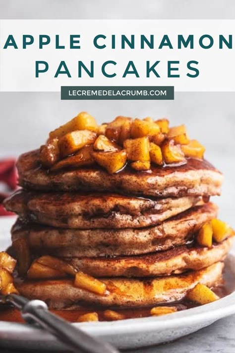 Pancakes Apple Cinnamon, Apple Crisp Pancakes, Apple Cinnamon Pancakes Healthy, Cinnamon Apple Pancake Topping, Apple Crumble Pancakes, Pancakes With Apple Topping, Apple Cinnamon Topping For Pancakes, Pancakes With Apples, Apple Cinnamon Pancakes Easy