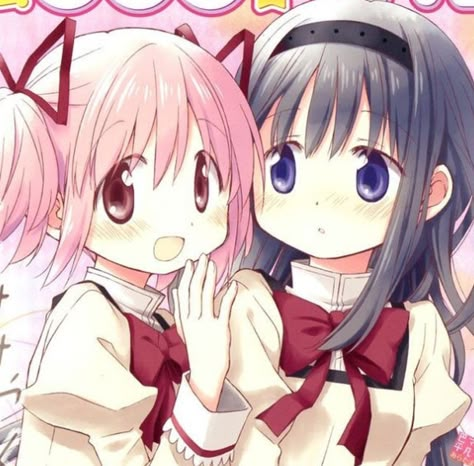 Madoka X Homura, Madoka And Homura, Madoka Homura, Magica Madoka, Mahō Shōjo Madoka Magica, Madoka Kaname, Homura Akemi, Moe Anime, Magia Record