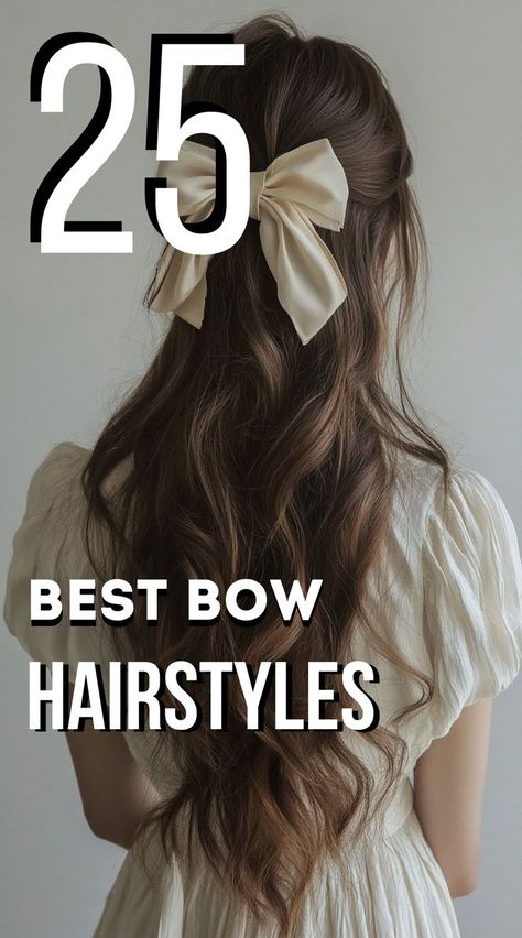 Add a playful touch to your look with these 25 best bow hairstyles! From cute, oversized bows to elegant ribbon ties, these styles are perfect for any occasion, whether you're dressing up for a special event or adding a fun flair to your everyday look. Hairstyle With Ribbon, Bow Hairstyles, Bow Tie Hair, Best Bow, Bow Hairstyle, Ribbon Hairstyle, Pinterest Hair, Everyday Hairstyles, Hair Game