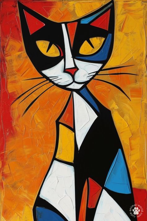 Pablo Picasso Cubism Painting, Pikaso Art, Cubism Art Modern, Picasso Inspired Art, Picasso Style Art, Cubism Drawing, Picasso Cat, Pablo Picasso Cubism, Cubism Picasso