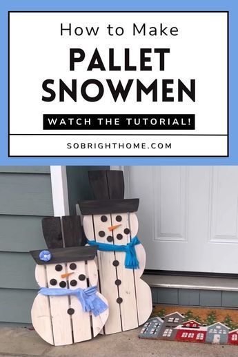 Got some old pallets lying around? Let’s turn them into the cutest snowmen for your holiday decor! These snowmen are perfect for adding a little DIY charm to your porch this winter and this tutorial walks you through every simple step – trust me, it’s easier than you think!   #palletproject #snowman 2x4 Snowman Wooden Snowmen Diy, Holiday Pallet Projects, 2x4 Snowman Wooden Snowmen, Pallet Snowman Diy, Pallet Christmas Ideas, Diy Wood Snowman, Winter Wonderland Diy, Wooden Snowman Crafts, Easy Pallet Projects