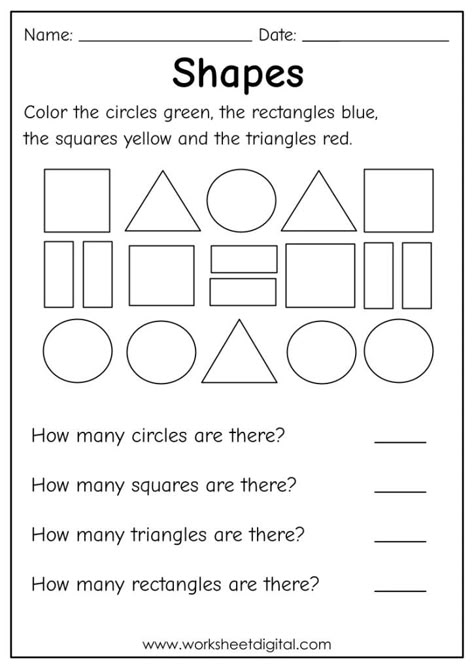 Shape Worksheets For Preschool, Math Fact Worksheets, Shapes Worksheet Kindergarten, Learn Shapes, Shapes Kindergarten, Worksheet Kindergarten, Worksheet For Kindergarten, School Age Activities, Kindergarten Phonics Worksheets