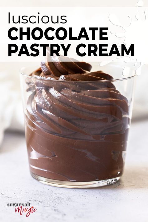 Chocolate Patisserie Cream, Chocolate Creme Patissiere, Chocolate Pastry Cream Filling, Chocolate Pastry Cream, Creme Patissiere Recipe, Pastry Cream Flavors, Chocolate Filling For Cake, Cream Filling Recipe, Pastry Cream Filling