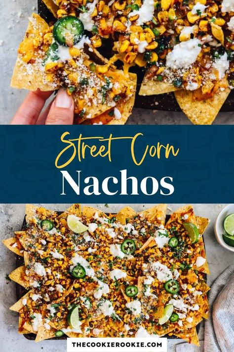 Southwest Nachos, Street Nachos, Fall Nachos, Corn Nachos Recipe, Street Corn Nachos, Mexican Street Corn Nachos, Halloween Nachos, Street Corn Nachos Recipe, Trader Joes Mexican Street Corn