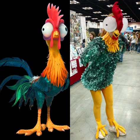 HeiHei (from Disney's Moana) cosplay, by Chelsea Reese! Hei Hei Costume, Hei Hei Moana, Moana Halloween, Moana Halloween Costume, Disney Cosplay Ideas, Moana Decorations, Moana Jr, Moana Cosplay, Chicken Halloween