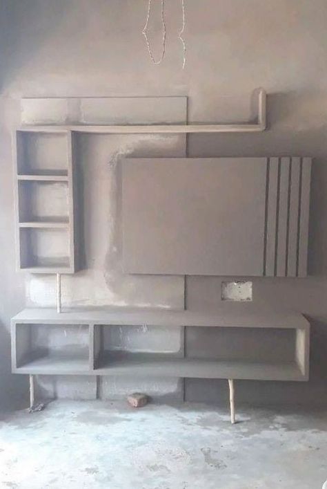 Cement TV Shelf Designs Small Tv Unit Design Modern Living, Cupboard Design For Hall, Arch Design Living Room With Cement, Almirah Designs For Bedroom, Shelf Designs For Hall, Tv Shelf Design, Tv Cupboard Design, Arch Designs For Hall, House Structure