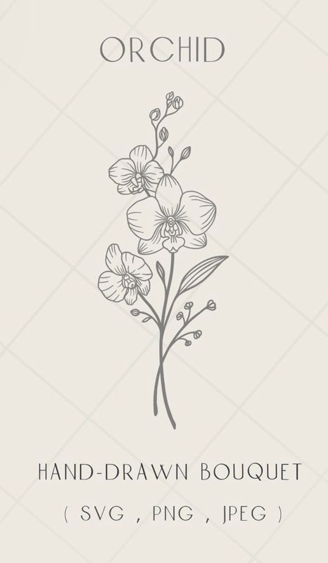 Orchid And Daisy Tattoo, Orchid And Lily Tattoo, Orchid Sketch Drawing, Orchid Line Art, Orchids Tattoo Design, Orchid Drawing Simple, Orchid Line Drawing, Orchid Tattoo Minimalist, Orchid Outline