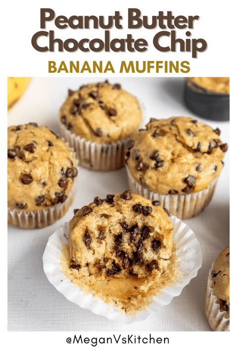 Chunky Monkey Muffins, Monkey Muffins, Peanut Butter Muffins, Peanut Butter Banana Muffins, Banana Chocolate Chip Muffins, Easy Breakfast Ideas, Chunky Monkey, Healthy Food Facts, Simple Breakfast