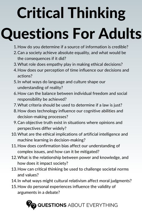 critical thinking questions Critical Thinking Questions For Adults, Questions To Get You Thinking, Critical Thinking Prompts, Critical Thinking Activities For Adults, Funny Philosophical Questions, Deep Thinking Questions, Psychological Questions, Philosophy Questions, Critical Thinking Skills Activities