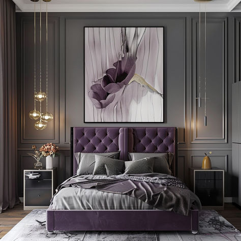 37 Glamorous Purple Decorating Ideas Purple Aesthetic Room Ideas, Aesthetic Black Bedroom, Purple Aesthetic Room, Black Bedroom Decor Ideas, Amazon Bedroom Decor, Pastel Bedroom Decor, Couples Bedroom Decor Ideas, Apartment Bedroom Decor Ideas, Bedroom Decor Ideas Diy