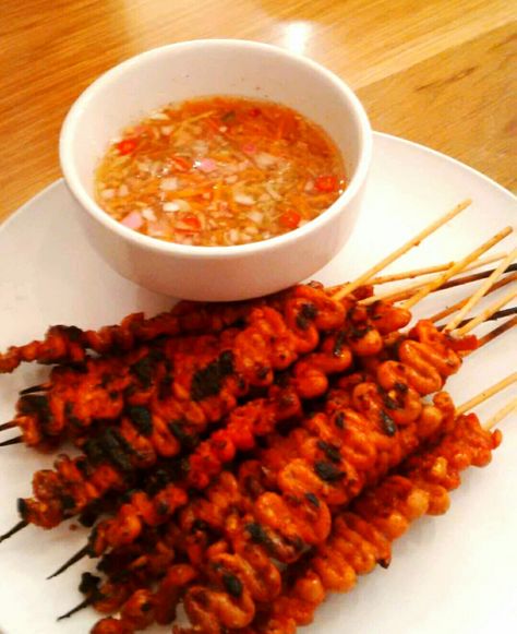 BBQ Isaw (Chicken Intestines) Isaw Bbq, Chana Masala, Snacks, Chicken, Ethnic Recipes, Quick Saves