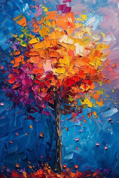 Colourful Wall Art Prints, Colourful Painting Ideas, New Year Painting Ideas, Colourful Art Painting, Background Drawing Ideas, Canvas Painting For Wall, Vivid Art, Tree Paintings, Trees Painting