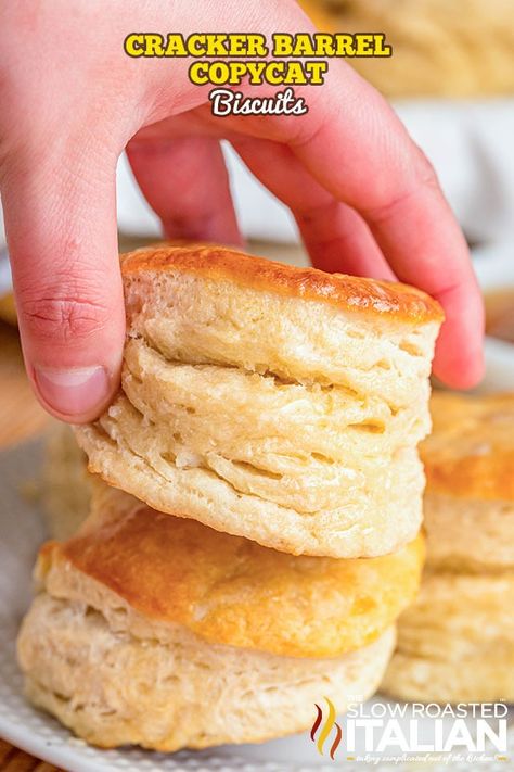 Copycat Cracker Barrel Biscuit Recipe - The Slow Roasted Italian Lucilles Biscuit Recipe, Clabber Girl Biscuit Recipe, Cracker Barrel Biscuit Recipe, Cracker Barrel Biscuits, Cracker Barrel Copycat, Cracker Barrel Copycat Recipes, Buttermilk Biscuits Easy, Best Homemade Biscuits, Copycat Cracker Barrel