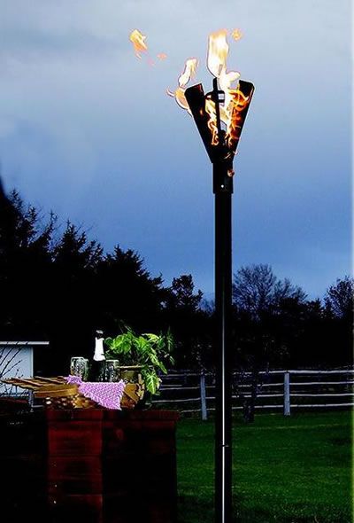 Tiki Torch Ideas Backyards, Modern Tiki Torches, Sunroom Ceiling, 2nd Floor Deck, Facade Makeover, Sufi Night, Backyard Fire Pits, Tiki Ideas, Lake Landscaping