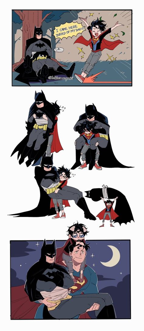 Batman And Superman Ship, Batman Family Funny, Timber Dc, Batfam Comics, Balister X Ambrosius, Batman Family Fanart, Superman X Batman Hot, Batman Ships, Superbat Fanart