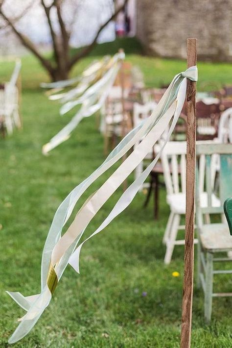 ribbon wedding aisle decor / http://www.himisspuff.com/ribbon-wedding-ideas/11/ Wedding Aisles, Cheap Wedding Decorations, Low Cost Wedding, Rustic Wedding Decorations, Hippie Wedding, Wedding Aisle Decorations, Aisle Decor, Wedding Ribbon, Wedding Aisle