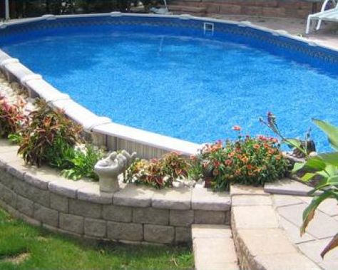 Semi-Inground Pools in Nutley, New Jersey Radiant Pools, Oberirdischer Pool, Semi Inground Pool, Landscaping Around House, Semi Inground Pools, Pool Landscaping Ideas, Best Above Ground Pool, Above Ground Pool Ideas, Ground Pool Ideas