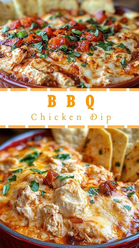 BBQ Chicken Dip Bbq Queso Dip, Dips With Chicken In It, Gameday Dip Recipes, Bbq Chicken Dip Cream Cheese, Bbq Cheddar Chicken, Dips With Rotisserie Chicken, Meals With Bbq Sauce, Dip With Shredded Chicken, Chicken Parm Dip