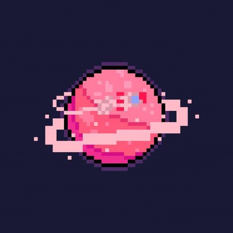 Pixel art cartoon pink planet with rocke... | Premium Vector #Freepik #vector #character #cartoon #vintage #space Pixel Space Art, Planets Pixel Art, Pixel Art Sci Fi, Planet Pixel Art, Star Pixel Art, Pixel Assets, Space Widgets, Pixel Art Cartoon, Space Pixel Art