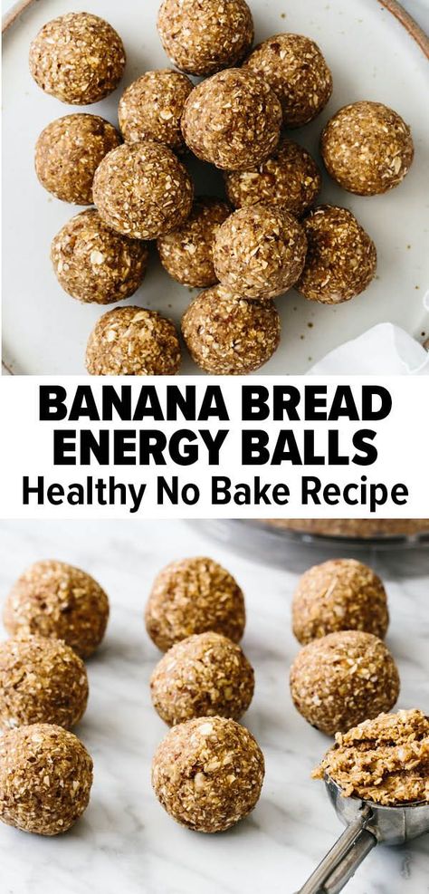 Banana Power Balls, Healthy Power Balls Recipe, Health Night Snacks, Healthy Banana Snack Ideas, No Bake Balls Healthy, Easy Energy Balls No Bake, Power Balls Recipe Energy Bites, Power Bites Energy Balls, Healthy Granola Balls