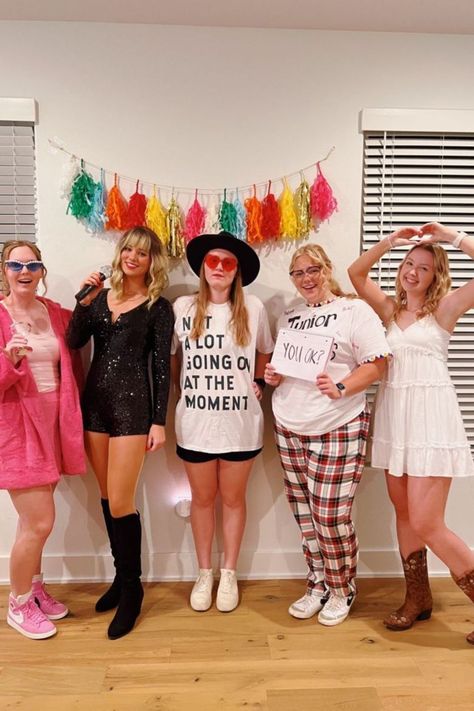 Different Taylor Swift Era Costumes, Taylor Swift Related Halloween Costumes, Taylor Swift's Halloween Costume, Best Friend Duo Halloween Costumes Easy, Taylor Swift Group Outfit Ideas, Taylor Swift Eras Spirit Week, Group Halloween Costumes Taylor Swift, 22 Taylor Swift Costume, Taylor Swift Costume Group