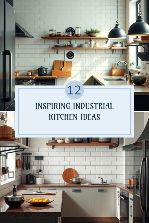 Ready to turn your kitchen into a standout space? These 12 industrial kitchen ideas will inspire you to give your cooking area an edgy, stylish makeover! From mixed materials to standout fixtures, explore unique elements like raw wood accents, metal finishes, and industrial-style hardware that redefine functionality with flair. But it doesn’t stop there! Discover how to create a cozy ambiance despite the tough materials and create the perfect fusion of modern yet timeless appeal with clever decor ideas. Revamp your home's heart effortlessly and love where you cook and gather. Industrial Home Kitchen Ideas, Industrial Boho Kitchen Ideas, Farmhouse Industrial Kitchen, Chefs Kitchen Design, Industrial Kitchen Ideas, Clever Decor, Industrial Farmhouse Kitchen, Industrial Kitchens, Trendy Kitchen Design