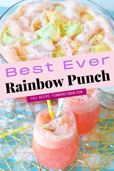 Easter Sherbert Punch, Sherbet Sprite Punch, Fruit Punch With Sherbert, 7up Sherbert Punch, Dye Free Party Punch, Lavender Punch Recipe, Kinder Punch Recipe, Sherbert Punch Pink, Sprite Sherbert Punch