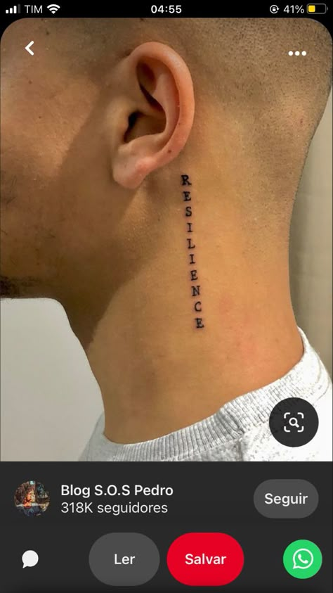 Resilience Tattoo Behind Ear, Perseverance Tattoo, Resilience Tattoo, Clever Tattoos, Naruto Tattoo, Tattoo Parlor, Text Tattoo, Tattoo Lettering Fonts, Tattoo Parlors