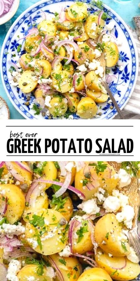 Potato Salad Roasted, Lemon Greek Potato Salad, Greek Bbq Recipes, Greek Style Potato Salad, Picnic Potato Salad, Greek Potato Salad No Mayo, Potato Salad No Mayonnaise, Greek Potato Salad Recipe, Turkish Potato Salad